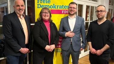 Die Kandidaten für den Rat der Stadt Arnsberg: Sebastian Plothe, Christine Becker, Daniel Wagner und Gerhard Dukati